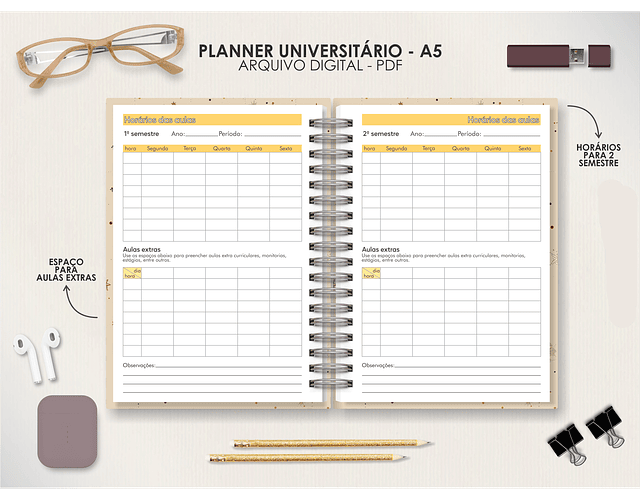 Arquivo Coleção Mística Planner A5 Universitario Vertical Permanente - Moldes da Le