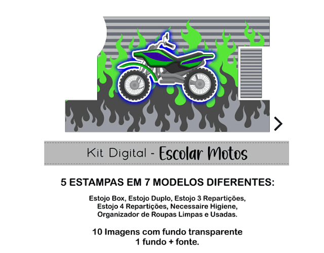 Kit Digital Escolar Motos - Casinha da Estampa