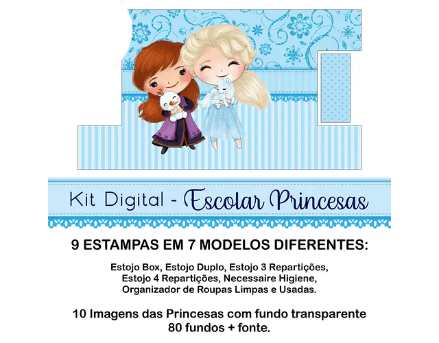 Kit Digital escolar Princesas - Casinha da estampa 