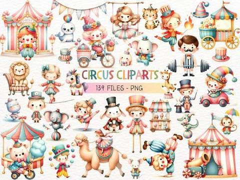 Kit Digital Circo Aquarella - Nicolles