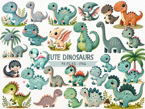 Kit Digital Dinossauro Baby Aquarela - Nicolles