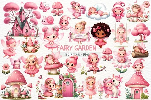 Kit Digital Fadinha Jardim Rosa - Nicolles