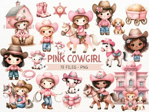 Kit Digital Fazendeira Cowgirl - Nicolles
