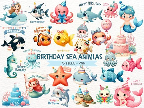 Kit digital Fundo do Mar Aniversário - Nicolles