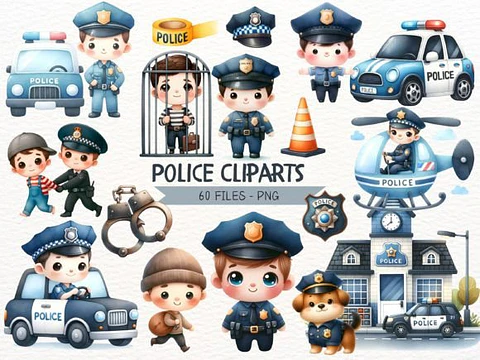 Kit Digital Policial Cute - Nicolles 