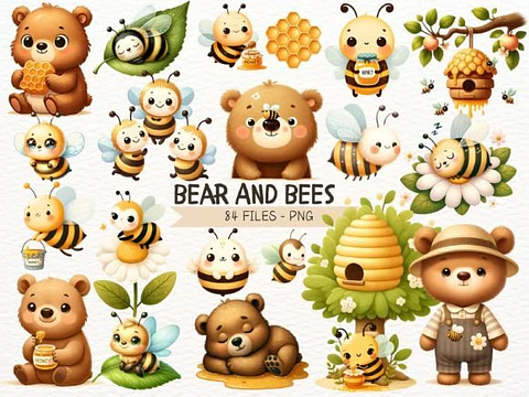 Kit Digital Ursinho e Abelhinhas - Nicolles