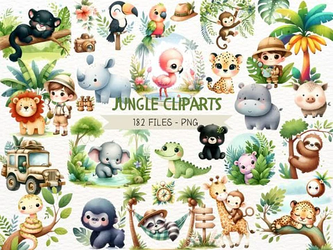 Kit Digital Safari Baby - Nicolles