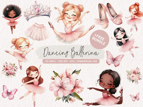 Kit Digital Bailarinas Aquarela - Kioshi