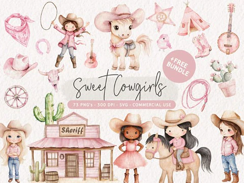 Kit Digital Fazendinha Cowgirl Pink - Kioshi