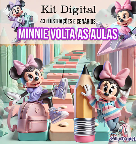 Kit Digital Minnie Volta às Aulas - ilustradeb