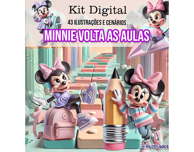 Kit Digital Minnie Volta às Aulas - ilustradeb