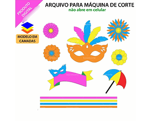 Arquivo Topo de Bolo Carnaval Máscara - em camadas