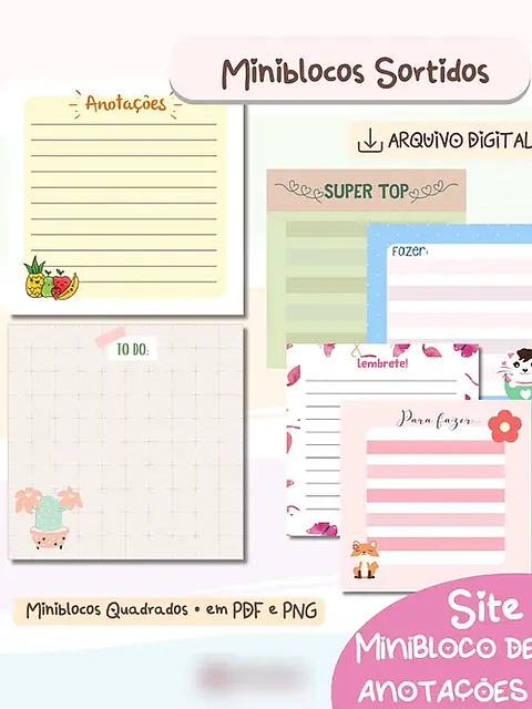 Arquivo Digital MIni Blocos Quadrados Sortidos - BSHAINA