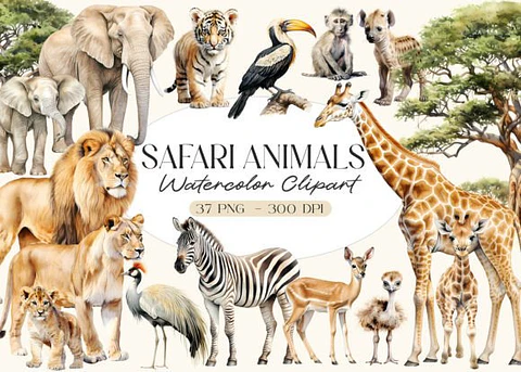 Kit Digital Safari Aquarela