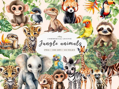 Kit Digital Safari Aquarela