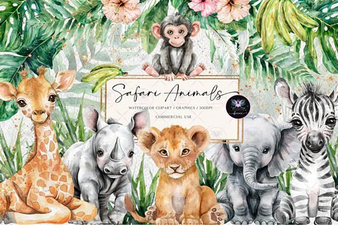 Kit Digital Safari Aquarela