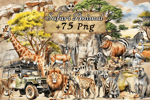 Kit Digital Safari Aquarela