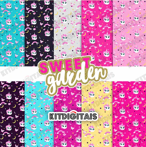 Kit Digital Papéis Unicórnio Puket