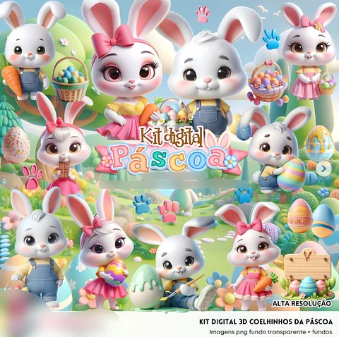 Kit Digital Páscoa Coelhinhos - FANDDY 