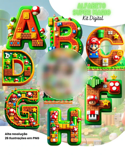 Kit Digital Alfabeto Super Mario - Eternize