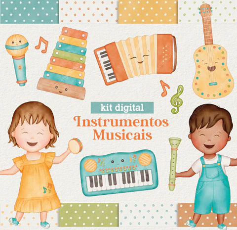 Kit Digital Instrumento Musicais Aquarela - DAIANE BARBOSA