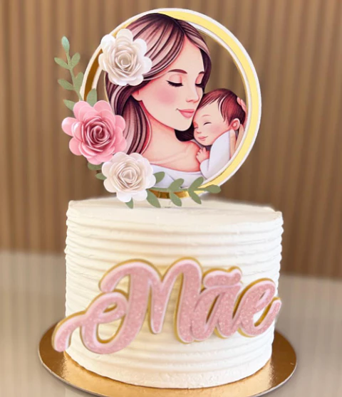 Arquivo topo de bolo dia das mães - MÃE COM BEBÊ CIRCULAR