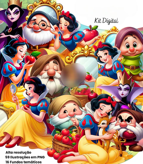 Kit Digital Branca de Neve cartoon - ETERNIZE