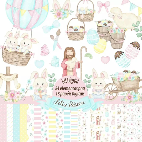 Kit Digital Páscoa Aquarela 