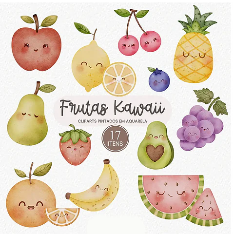 Kit Digital Frutinhas Kawaii - ESTUDO LIN
