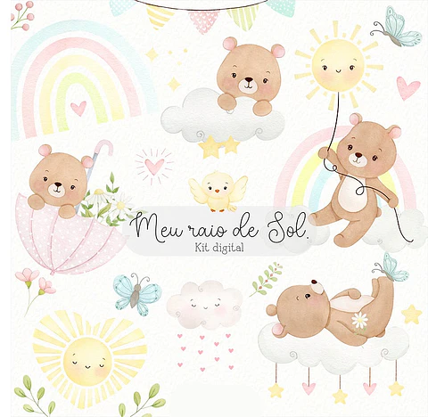 Kit Digital Meu raio de sol ursinhos - ESTUDO LIN 