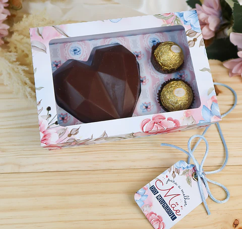 Arquivo dia das mães caixa para coração lapidado e 2 doces - CHUVINHA DE PAPEL 