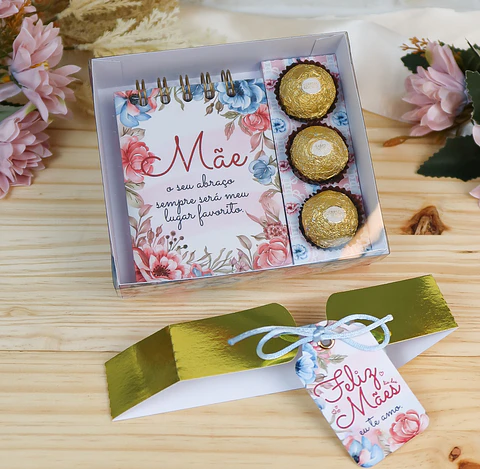 Arquivo dia das mães caixa 3 doces e bloquinho