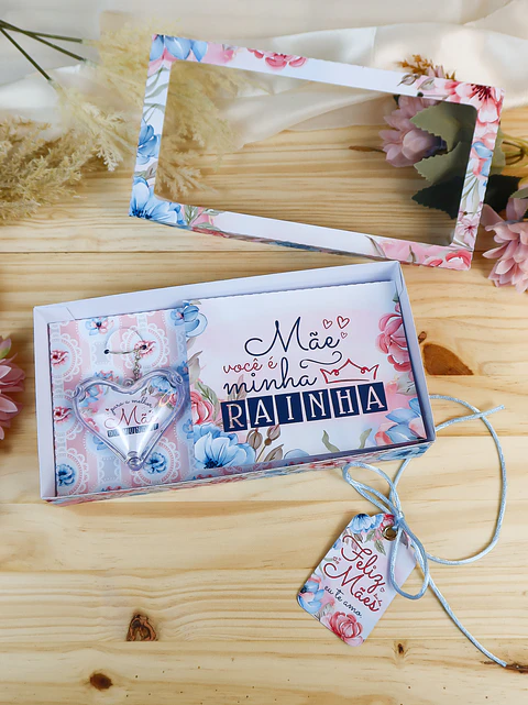 Arquivo dia das mães caixa para chaveiro e bloquinho