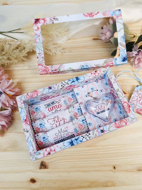 Arquivo dia das mães caixa para chaveiro e chocolate