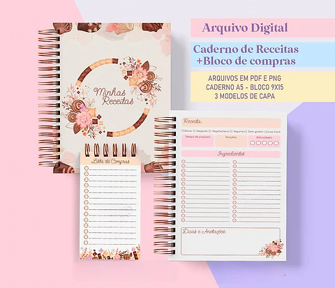 Arquivo dia das mães caderno de receitas + bloco de compras - STUDIO RAFA 