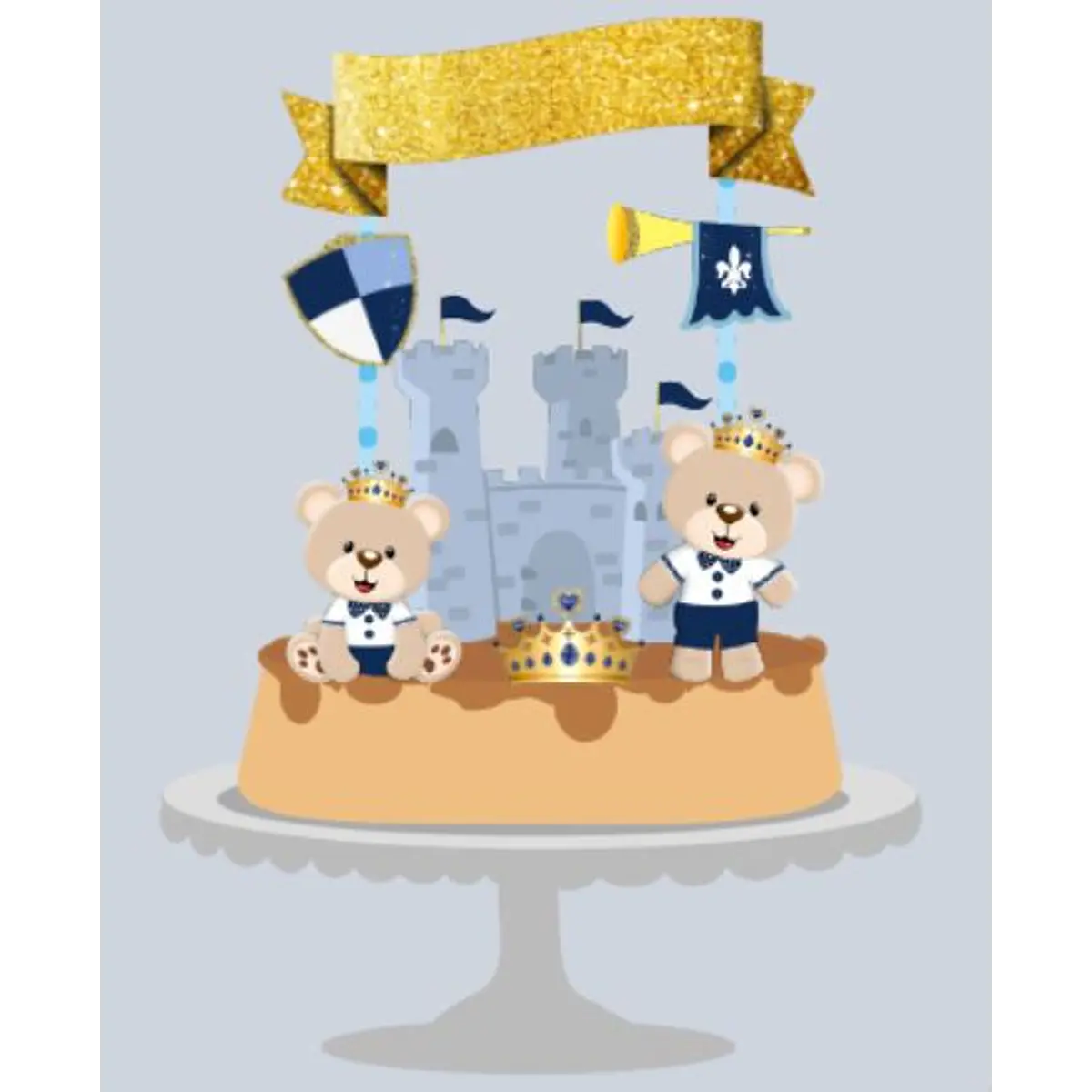 Arquivo Topo De Bolo Urso Príncipe Azul