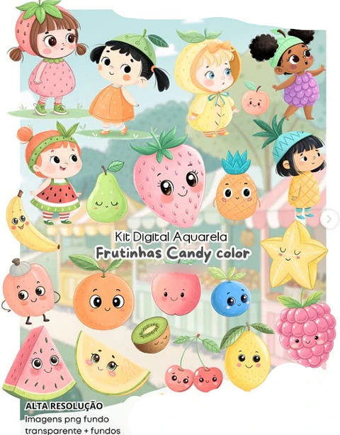 Kit Digital Frutinhas Candy Color - Fanddy 