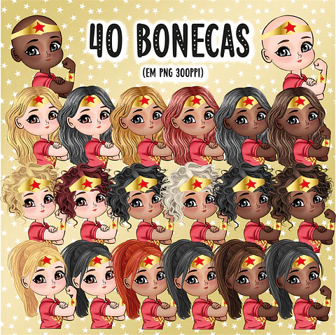 Kit Digital Dia da Mulher Maravilha Dolls - Abacaxi Sublimático 