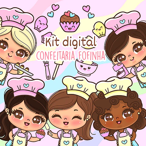 Kit Digital Confeitaria Fofa Menininhas - Amora Design