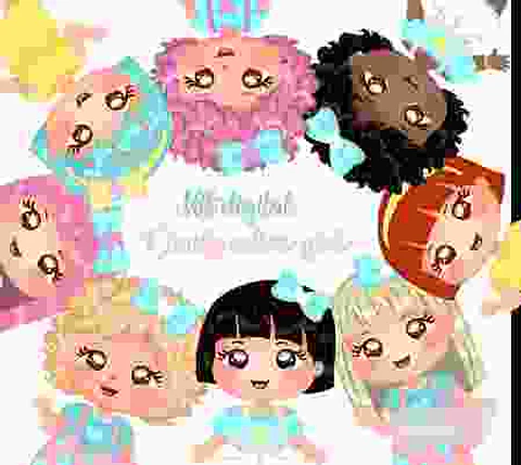 Kit Digital Meninas Candy Color - Amora Design 