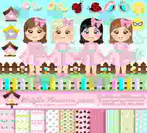 Kit Digital Meninas Jardim - Amora Design