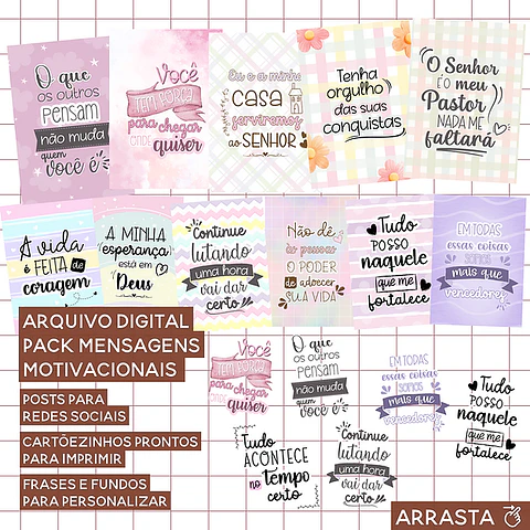 Kit Digital Pack Mensagens Motivacionais - Amora Design 