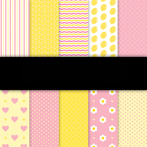 Kit Digital Papéis Básicos Rosa e Amarelo -