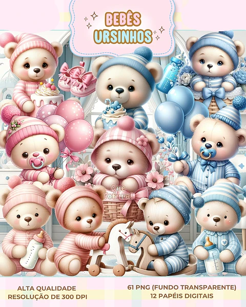 Kit Digital Bebê Ursinhos - Que Fofura 