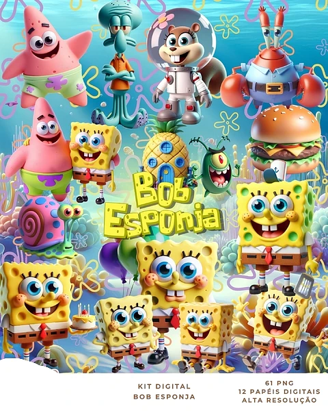 Kit Digital Bob Esponja - Que Fofura 