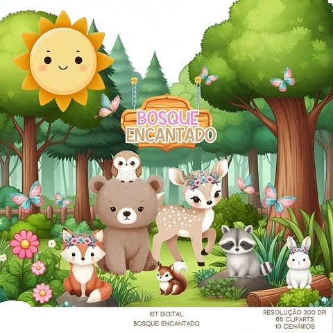 Kit Digital Bosque Encantado - Que Fofura 