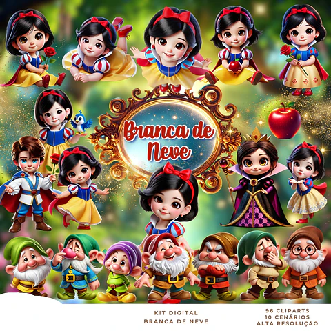 Kit Digital Branca de Neve - Que Fofura 