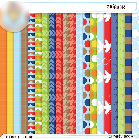 Kit Digital Aviador - Balãozinho de Papel 