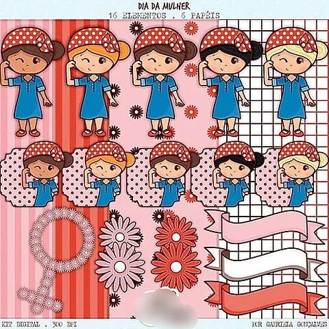 KIt Digital Dia da Mulher - Balãozinho de Papel 