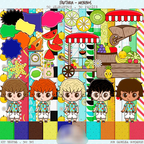 Kit Digital Frutaria Menino - Balãozinho de Papel 